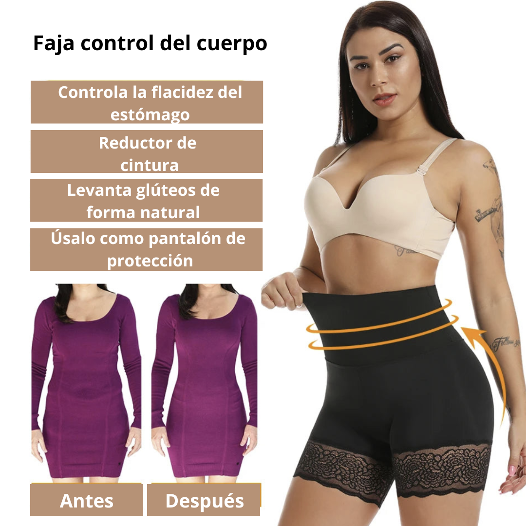 2 PCS | Pantalón faja moldeadora cintura alta – Control firme, efecto reductor y realce de glúteos