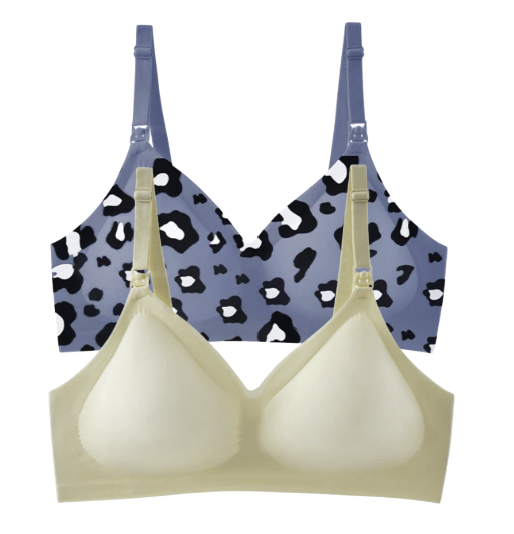 2 PCS | Sujetador de Lactancia con Estampado Leopardo – Sin Aros, Reforzado y Cómodo