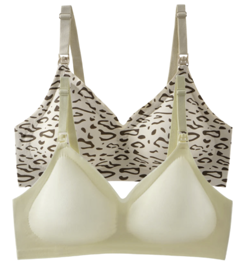 2 PCS | Sujetador de Lactancia con Estampado Leopardo – Sin Aros, Reforzado y Cómodo
