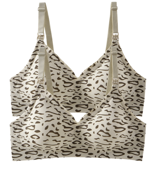 2 PCS | Sujetador de Lactancia con Estampado Leopardo – Sin Aros, Reforzado y Cómodo