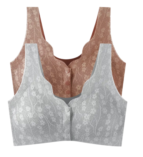 2 PCS | Sujetador Sin Aros con Cierre Frontal – Push Up, Transpirable y Cómodo
