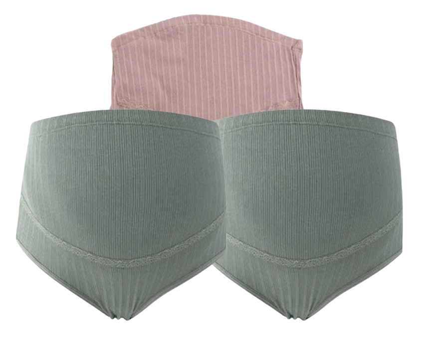 3 PCS | Braguitas Premamá de Algodón – Talle Alto con Soporte Ajustable para el Vientre