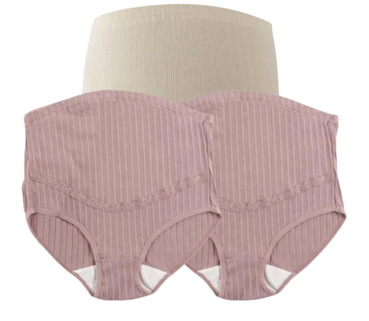 3 PCS | Braguitas Premamá de Algodón – Talle Alto con Soporte Ajustable para el Vientre