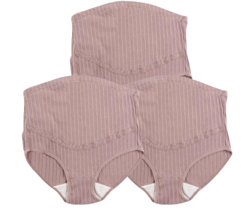 3 PCS | Braguitas Premamá de Algodón – Talle Alto con Soporte Ajustable para el Vientre
