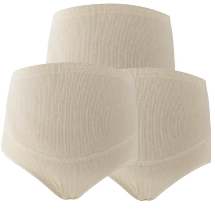 3 PCS | Braguitas Premamá de Algodón – Talle Alto con Soporte Ajustable para el Vientre