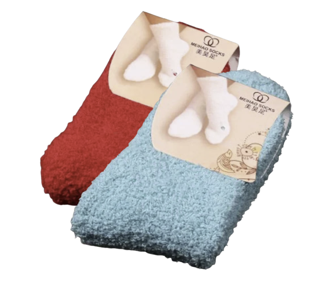 2 Pares | Calcetines térmicos de coralina para mujer – Suaves, cálidos y cómodos