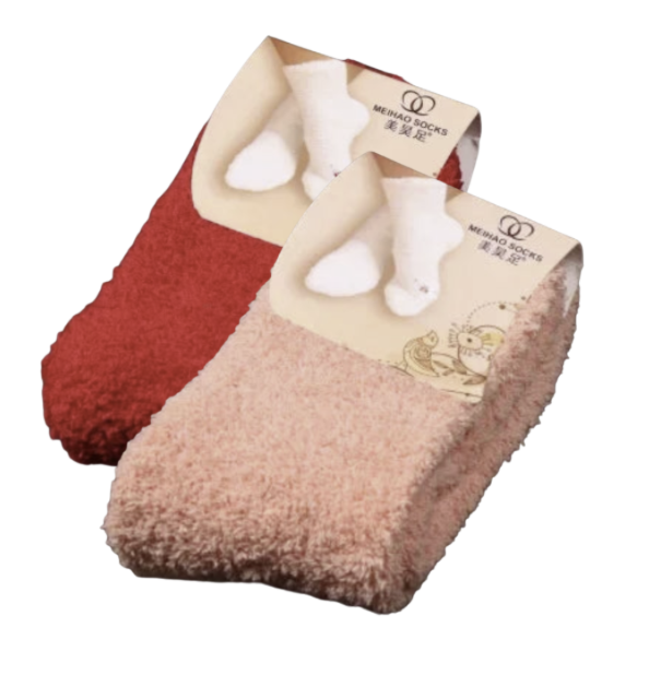 2 Pares | Calcetines térmicos de coralina para mujer – Suaves, cálidos y cómodos