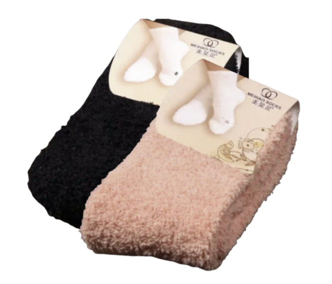 2 Pares | Calcetines térmicos de coralina para mujer – Suaves, cálidos y cómodos