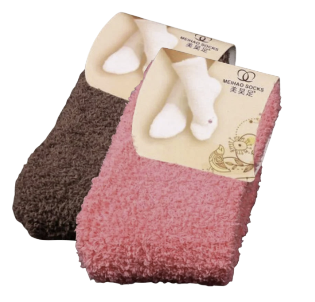 2 Pares | Calcetines térmicos de coralina para mujer – Suaves, cálidos y cómodos