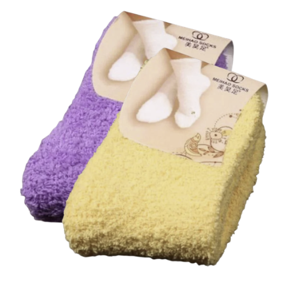 2 Pares | Calcetines térmicos de coralina para mujer – Suaves, cálidos y cómodos