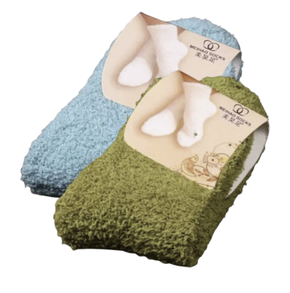 2 Pares | Calcetines térmicos de coralina para mujer – Suaves, cálidos y cómodos