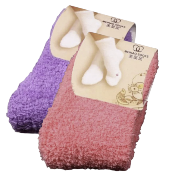 2 Pares | Calcetines térmicos de coralina para mujer – Suaves, cálidos y cómodos
