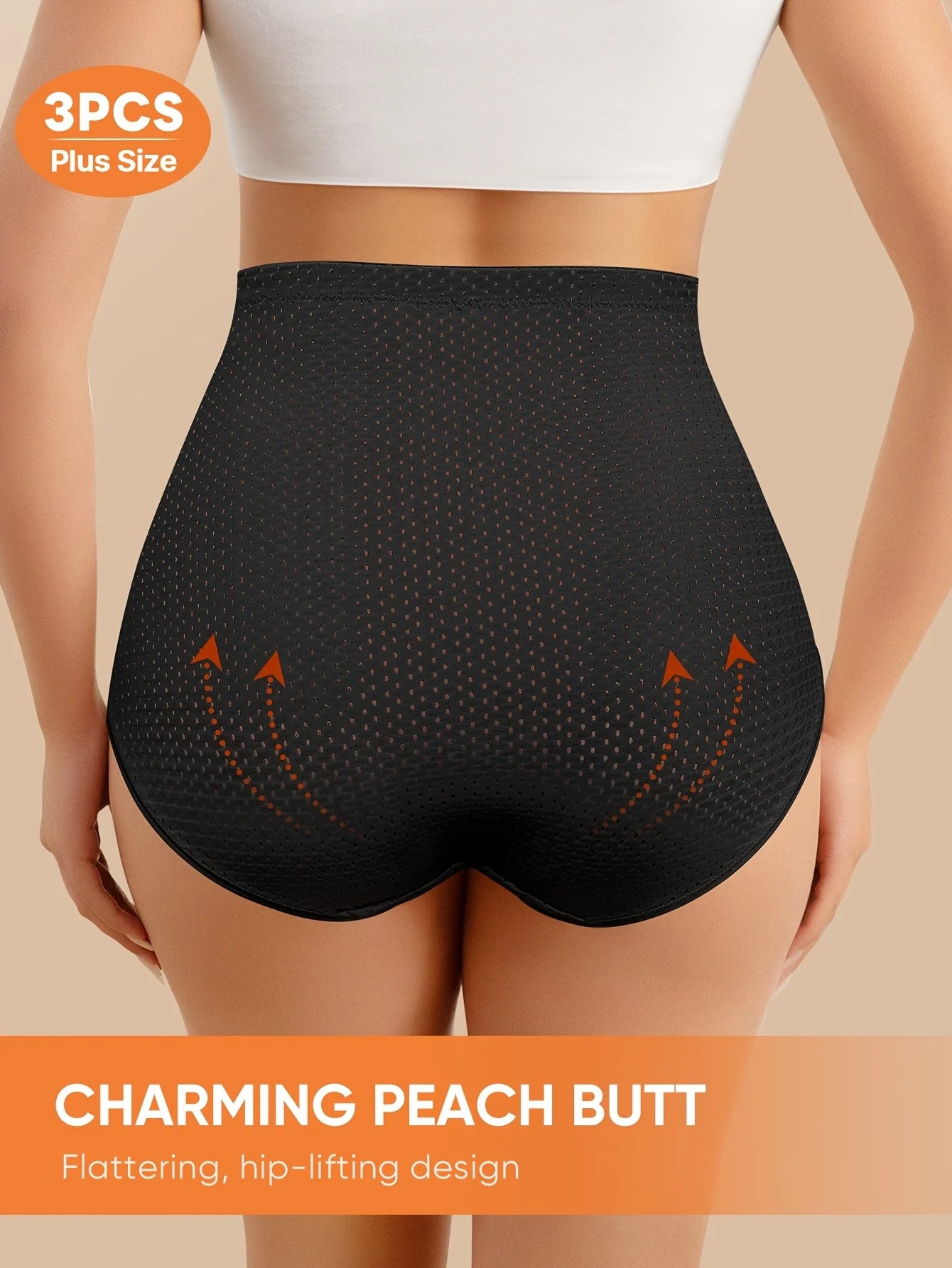 3pcs Braguita tipo boyshort para mujer – tallas grandes (1XL a 5XL)