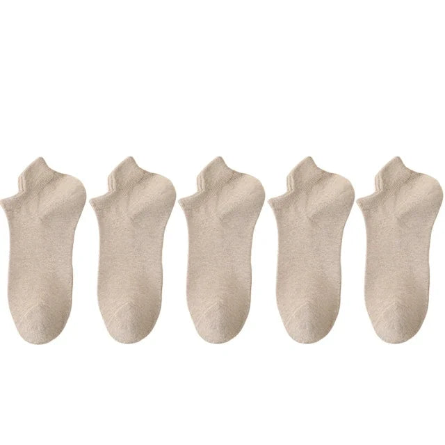 Pack de 5 pares de calcetines invisibles de algodón para mujer – frescos, cómodos y versátiles