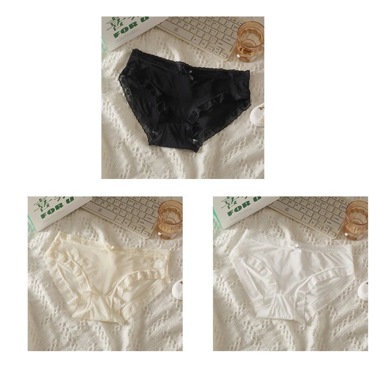 Pack 3 Braguitas Mujer con Encaje – Secado Rápido | Talle Bajo | Sin Costuras
