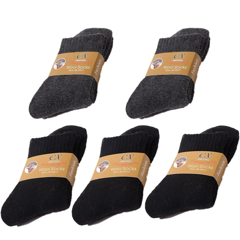 Pack de 5 Pares de Calcetines Gruesos de Invierno – Diseño Liso y Térmico