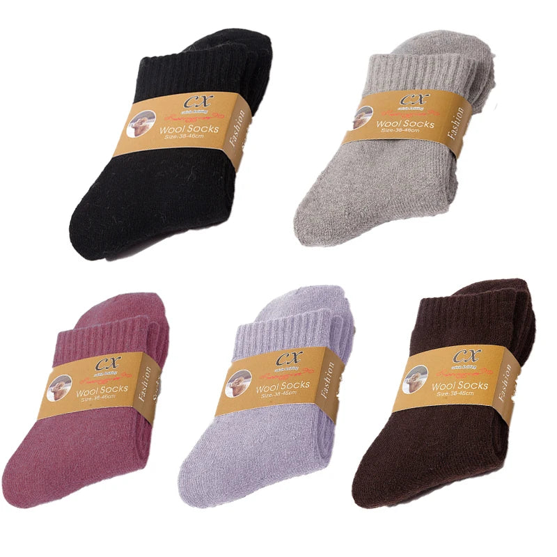 Pack de 5 Pares de Calcetines Gruesos de Invierno – Diseño Liso y Térmico