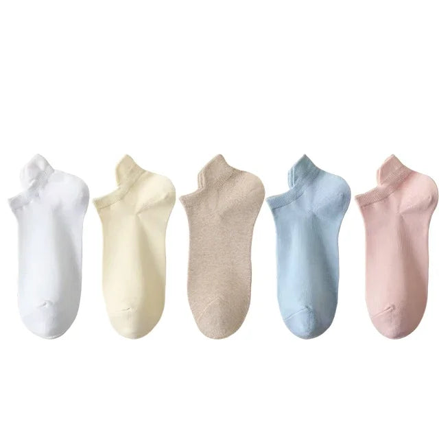 Pack de 5 pares de calcetines invisibles de algodón para mujer – frescos, cómodos y versátiles