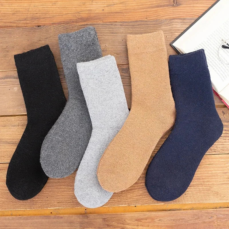 Pack de 5 Pares de Calcetines Gruesos de Invierno – Diseño Liso y Térmico