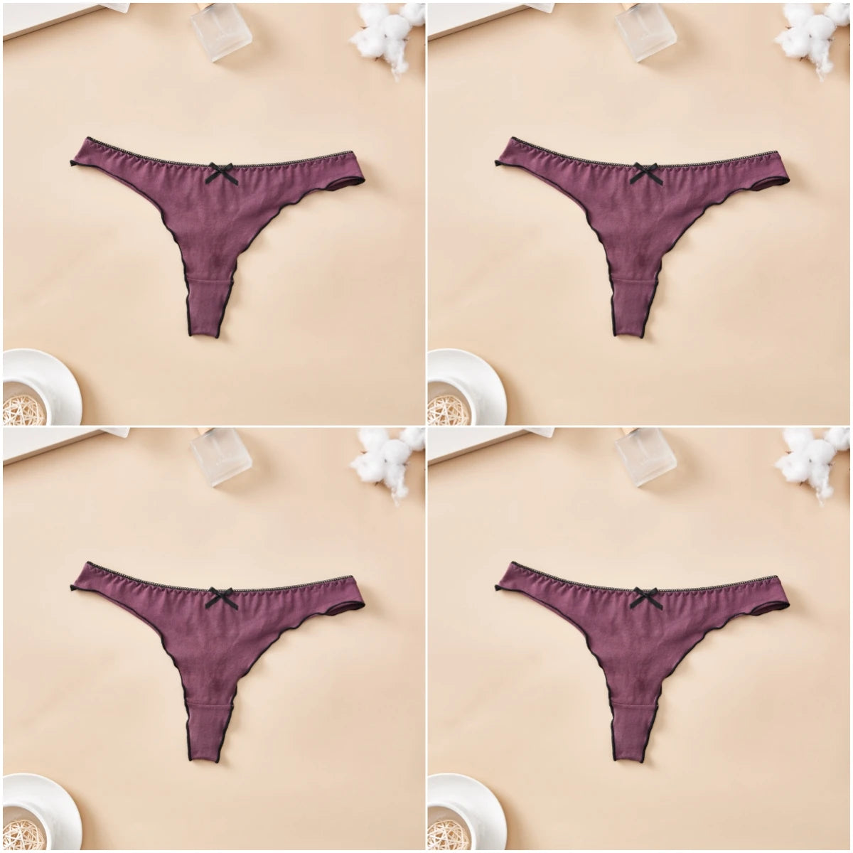 4 PCS | Tanga de algodón para mujer – Tiro bajo, diseño sexy y cómodo