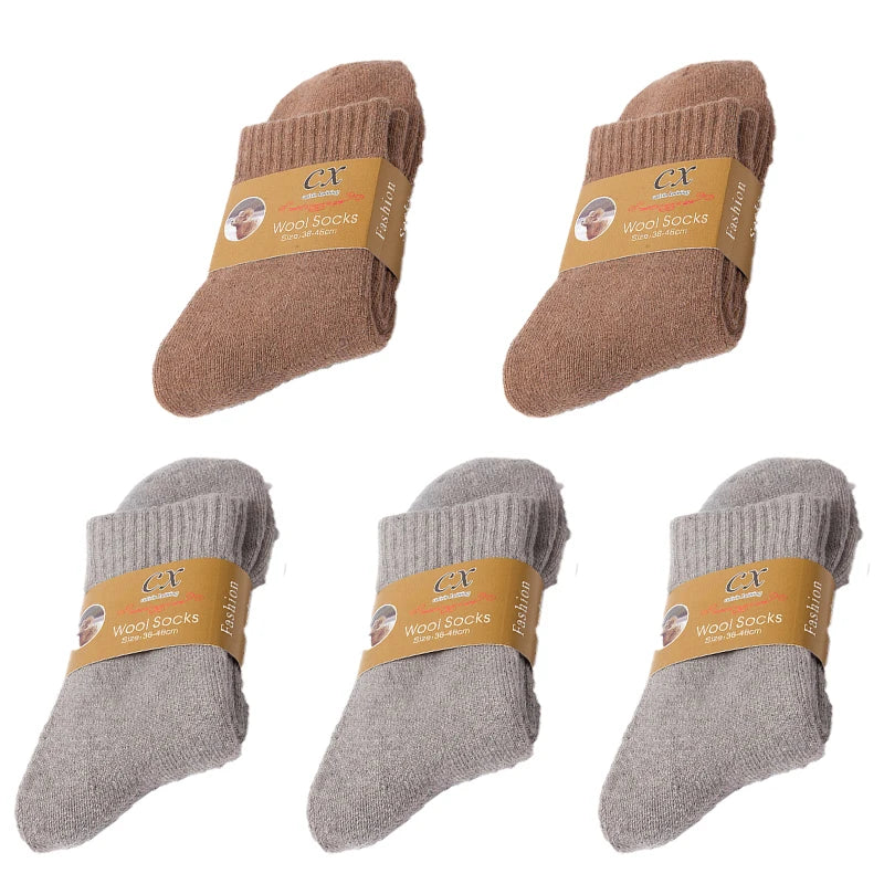 Pack de 5 Pares de Calcetines Gruesos de Invierno – Diseño Liso y Térmico