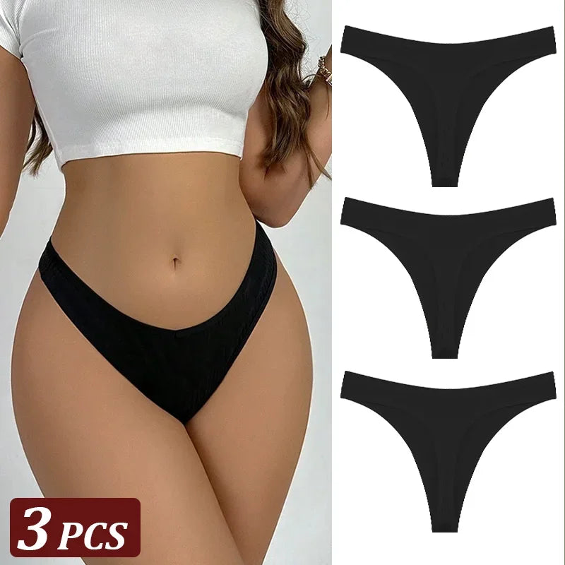 Pack 3 Tangas de Algodón – Tiro Bajo, Sin Costuras