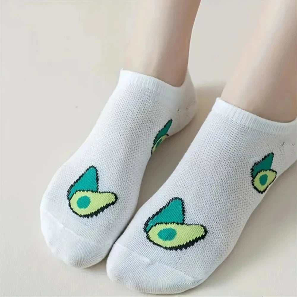 5 Pares calcetines finos estampados para mujer – estilo casual
