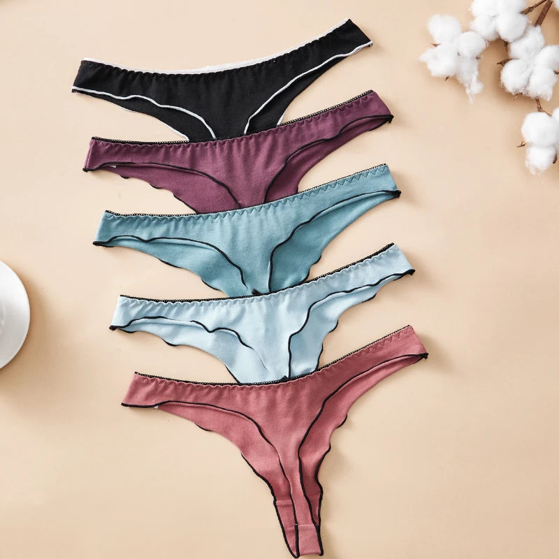 4 PCS | Tanga de algodón para mujer – Tiro bajo, diseño sexy y cómodo