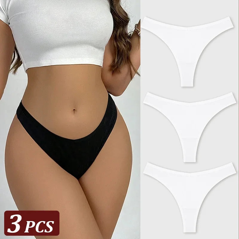 Pack 3 Tangas de Algodón – Tiro Bajo, Sin Costuras