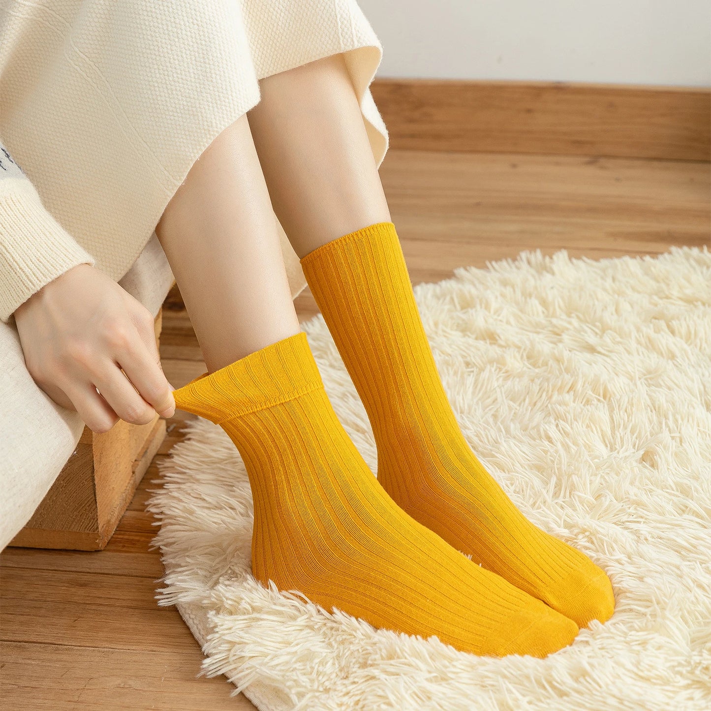 Pack de 10 calcetines básicos de algodón para mujer – altura media