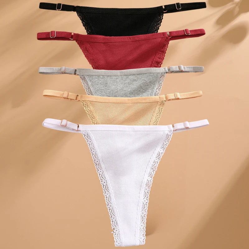 Pack de 5 tangas de algodón para mujer – estilo básico y cómodo