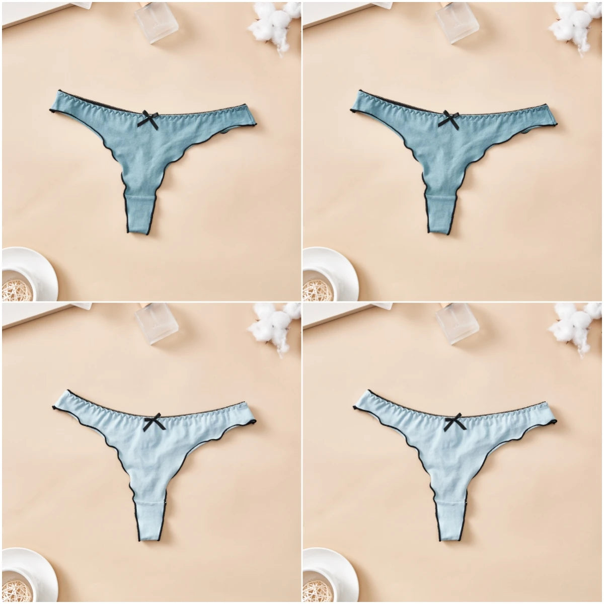 4 PCS | Tanga de algodón para mujer – Tiro bajo, diseño sexy y cómodo
