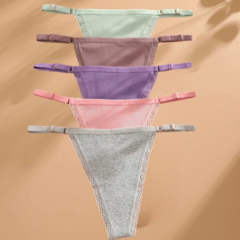 Pack de 5 tangas de algodón para mujer – estilo básico y cómodo