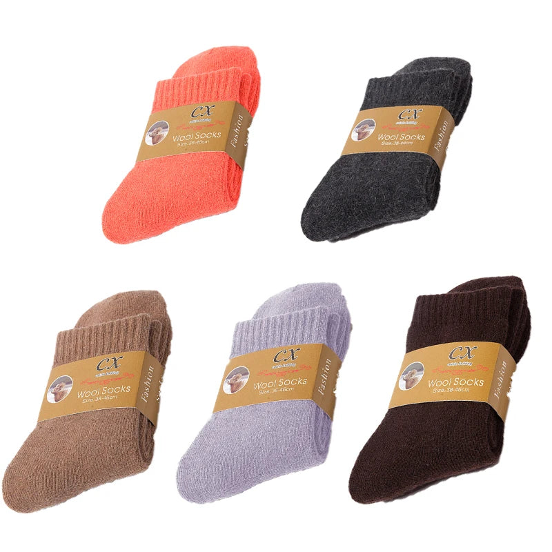 Pack de 5 Pares de Calcetines Gruesos de Invierno – Diseño Liso y Térmico