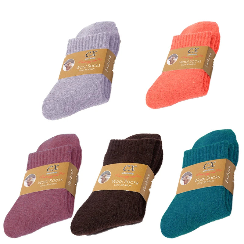 Pack de 5 Pares de Calcetines Gruesos de Invierno – Diseño Liso y Térmico