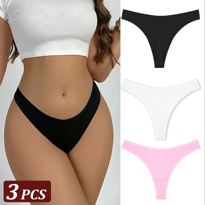 Pack 3 Tangas de Algodón – Tiro Bajo, Sin Costuras