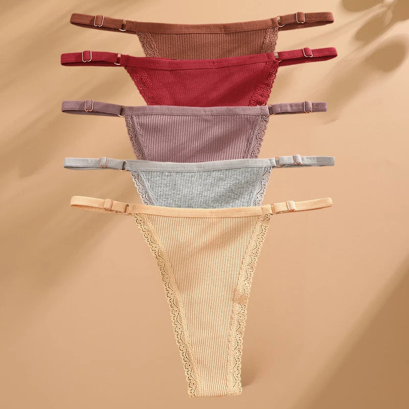 Pack de 5 tangas de algodón para mujer – estilo básico y cómodo