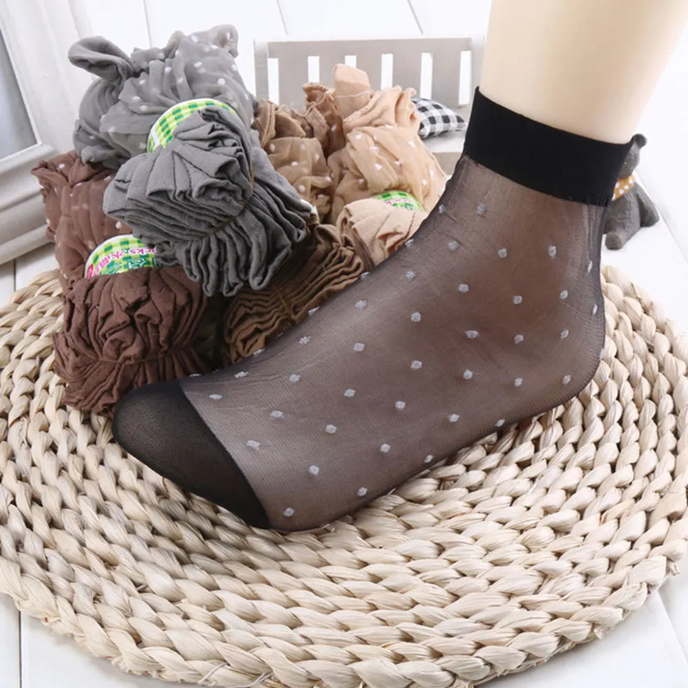 Pack de 5/10 pares de calcetines finos tipo media para mujer – transpirables y discretos