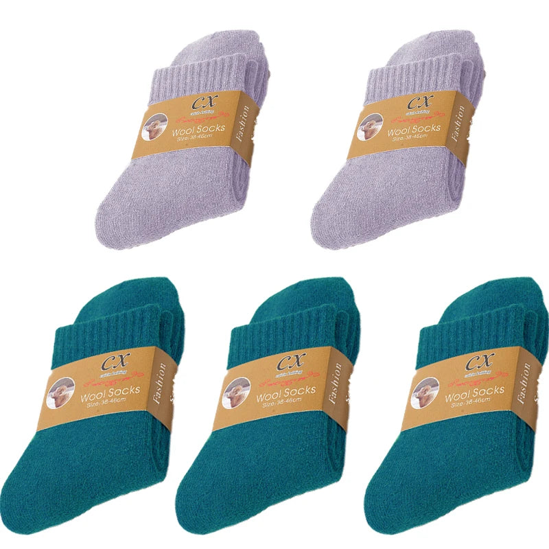 Pack de 5 Pares de Calcetines Gruesos de Invierno – Diseño Liso y Térmico