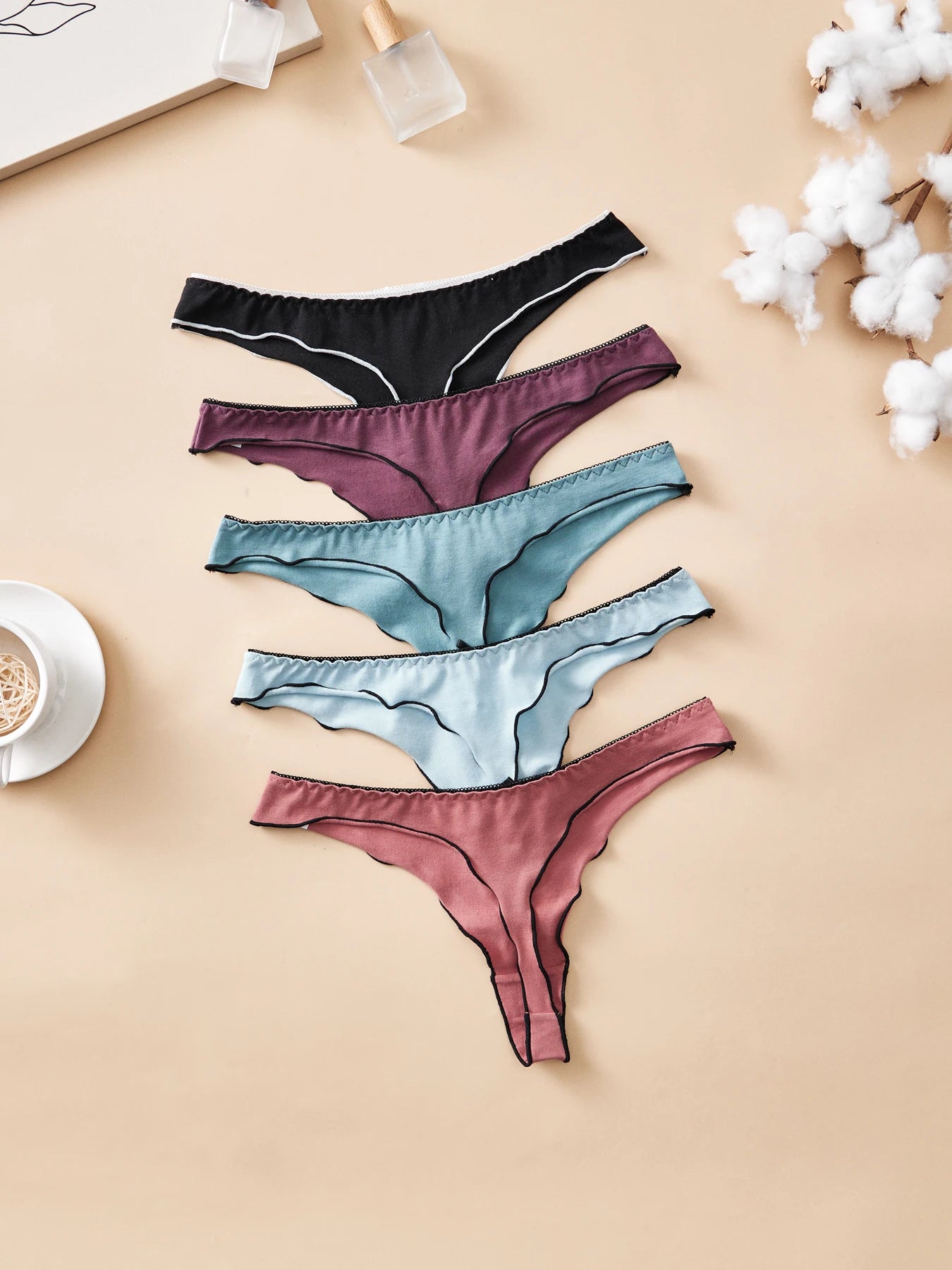 4 PCS | Tanga de algodón para mujer – Tiro bajo, diseño sexy y cómodo