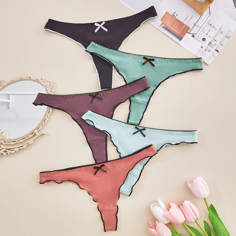 4 PCS | Tanga de algodón para mujer – Tiro bajo, diseño sexy y cómodo