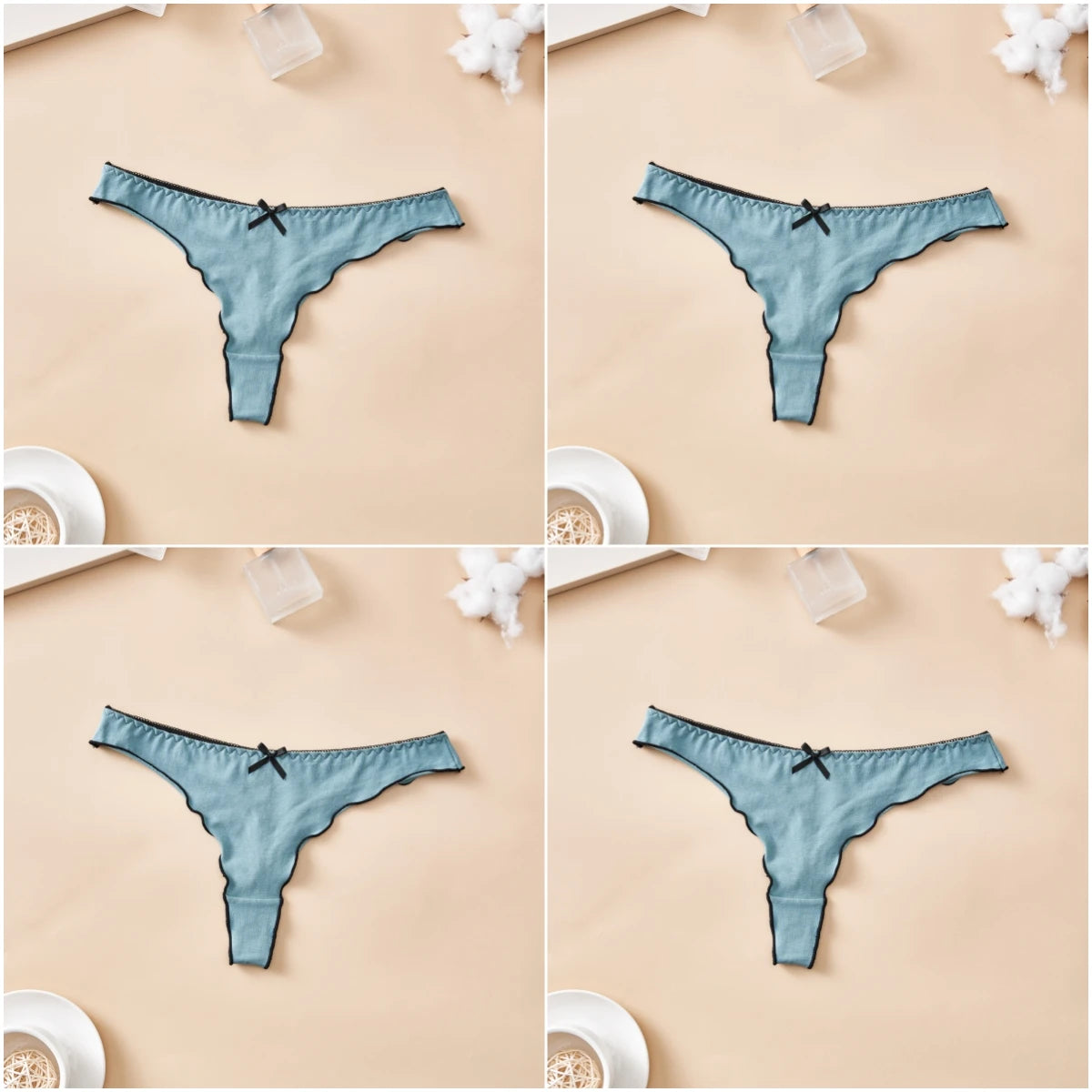 4 PCS | Tanga de algodón para mujer – Tiro bajo, diseño sexy y cómodo