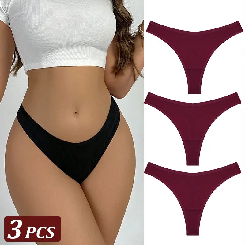 Pack 3 Tangas de Algodón – Tiro Bajo, Sin Costuras