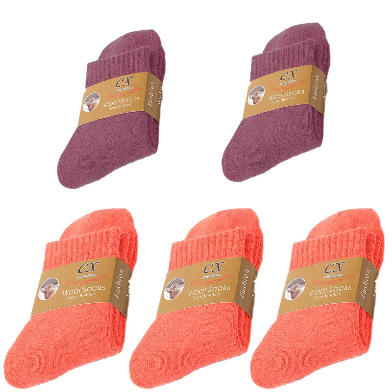 Pack de 5 Pares de Calcetines Gruesos de Invierno – Diseño Liso y Térmico