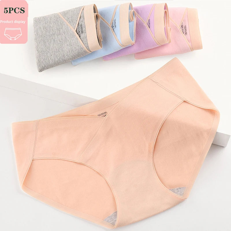 5 PCS | Braguitas Premamá de Algodón – Tiro Bajo, Sin Costuras, Transpirables y Suaves