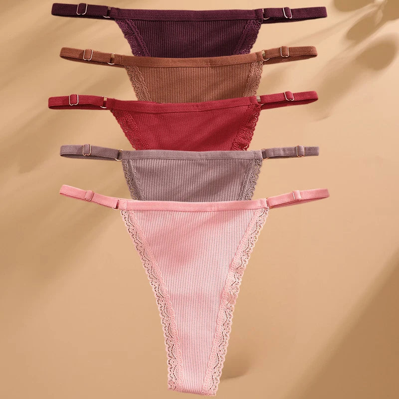 Pack de 5 tangas de algodón para mujer – estilo básico y cómodo