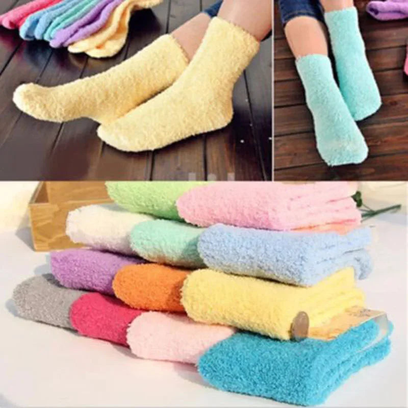2 Pares | Calcetines térmicos de coralina para mujer – Suaves, cálidos y cómodos