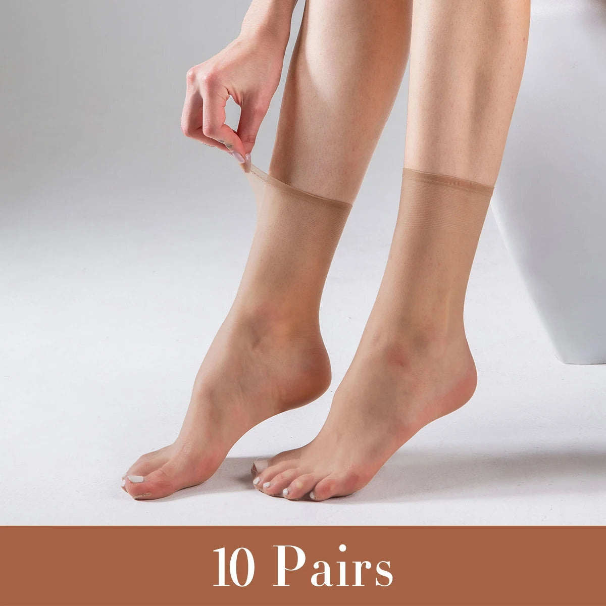 Pack de 10 pares de medias calcetín invisibles para mujer – finas, suaves y transpirables