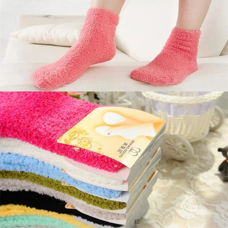 2 Pares | Calcetines térmicos de coralina para mujer – Suaves, cálidos y cómodos