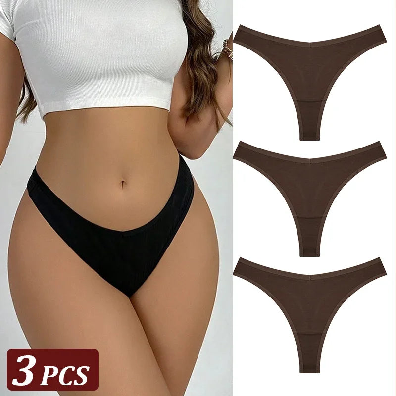 Pack 3 Tangas de Algodón – Tiro Bajo, Sin Costuras